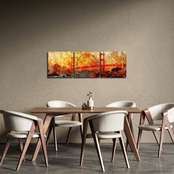 Obraz - Golden Gate, San Francisco, Kalifornie (s hodinami) (90x30 cm)