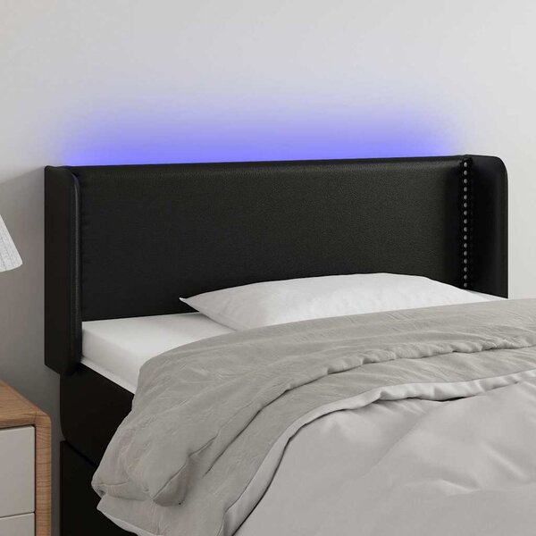 Čelo postele s LED černé 83 x 16 x 78/88 cm umělá kůže 3123168