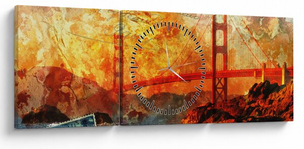 Obraz - Golden Gate, San Francisco, Kalifornie (s hodinami) (90x30 cm)