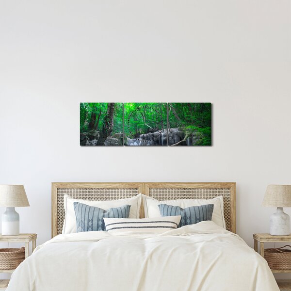Obraz - Vodopád Erawan, Kanchanaburi, Thajsko (s hodinami) (90x30 cm)