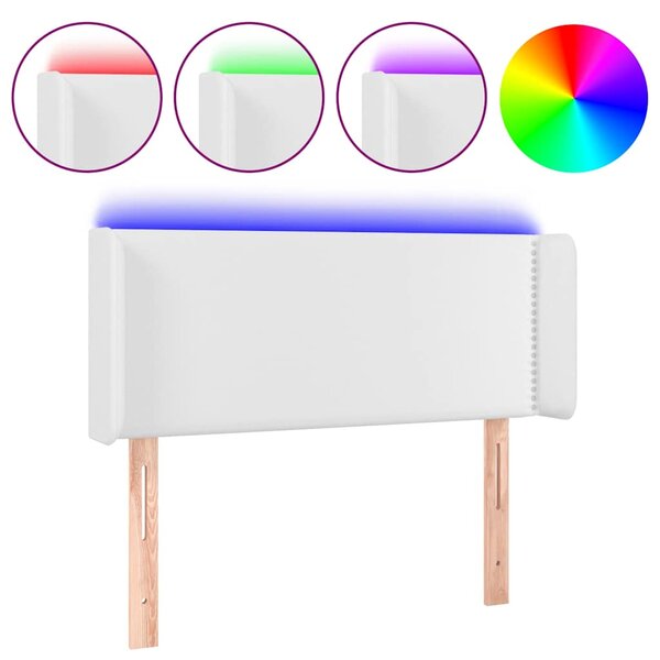 Čelo postele s LED bílé 103 x 16 x 78/88 cm umělá kůže 3123181
