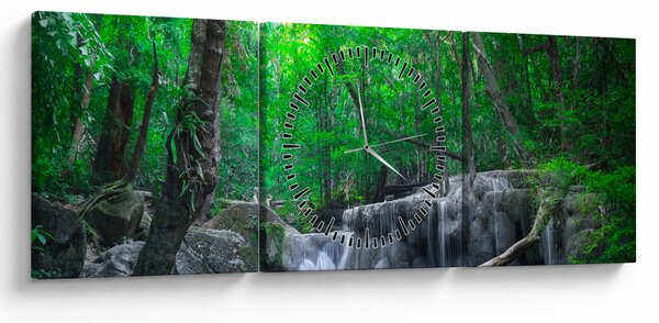 Obraz - Vodopád Erawan, Kanchanaburi, Thajsko (s hodinami) (90x30 cm)