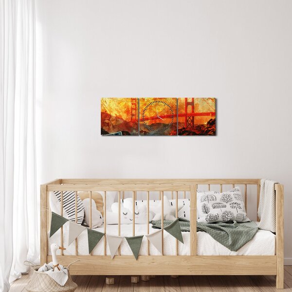 Obraz - Golden Gate, San Francisco, Kalifornie (s hodinami) (90x30 cm)
