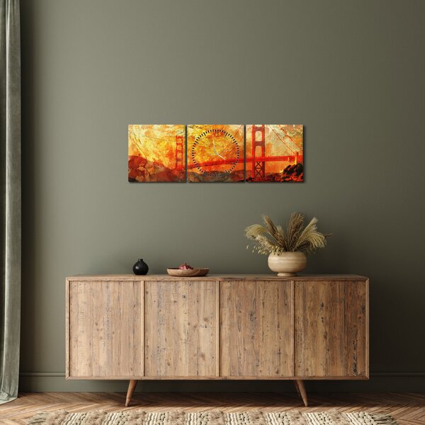 Obraz - Golden Gate, San Francisco, Kalifornie (s hodinami) (90x30 cm)