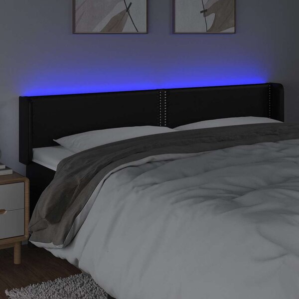 Čelo postele s LED černé 203 x 16 x 78/88 cm umělá kůže 3123204