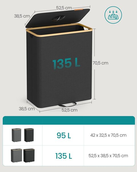 SONGMICS Koš na PET láhve Nikodem 135 L černý