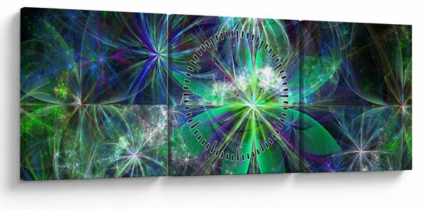 Obraz - Abstraktní geometrické tvary (s hodinami) (90x30 cm)