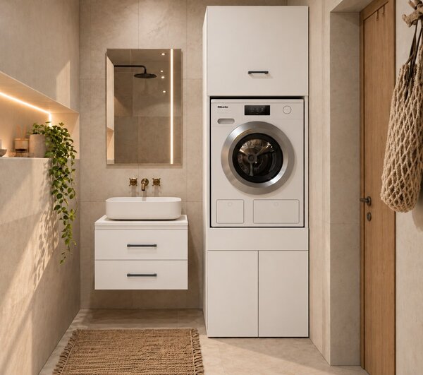 TP Living Koupelnová skříňka na pračku s nástavcem POLA TWIN 1S Z 64 cm bílá