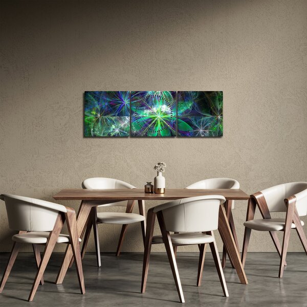 Obraz - Abstraktní geometrické tvary (s hodinami) (90x30 cm)
