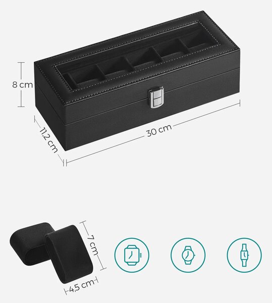 SONGMICS Organizér na hodinky Norman 30 cm černý