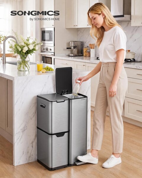 SONGMICS Koš na tříděný odpad Anula 60 L stříbrný