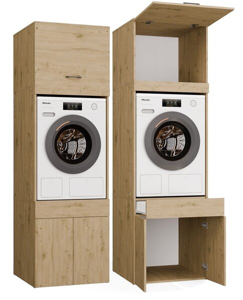 TP Living Koupelnová skříňka na pračku s nástavcem POLA TWIN 1S Z 64 cm dub Artisan