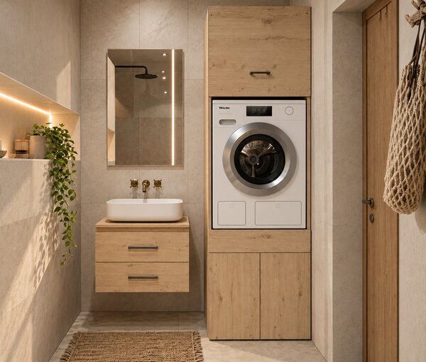 TP Living Koupelnová skříňka na pračku s nástavcem POLA TWIN 1S Z 64 cm dub Artisan