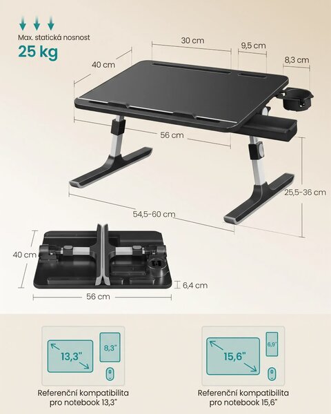 SONGMICS Stojan na notebook Vasagle Ding 56 cm černý