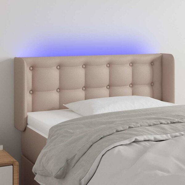Čelo postele s LED cappuccino 83 x 16 x 78/88 cm umělá kůže 3123313