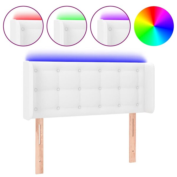 Čelo postele s LED bílé 83 x 16 x 78/88 cm umělá kůže 3123309