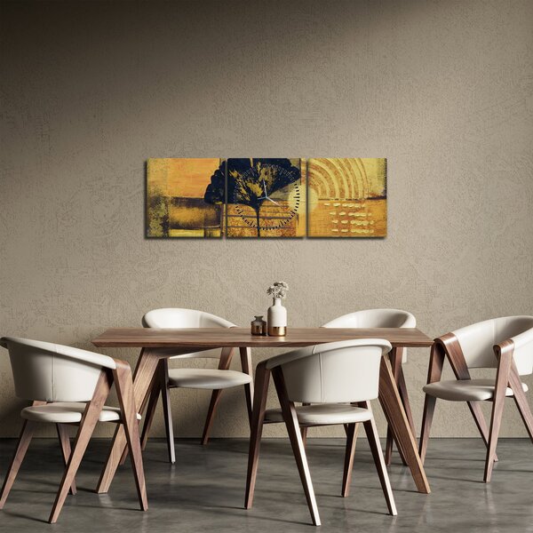 Obraz - List ginkgo (s hodinami) (90x30 cm)