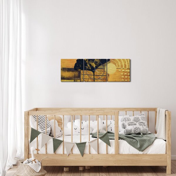 Obraz - List ginkgo (s hodinami) (90x30 cm)