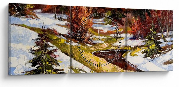 Obraz - Příchod jara (s hodinami) (90x30 cm)