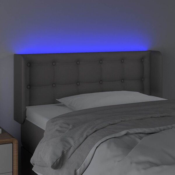 Čelo postele s LED šedé 103 x 16 x 78/88 cm umělá kůže 3123324