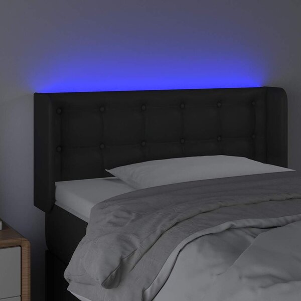 Čelo postele s LED černé 83 x 16 x 78/88 cm umělá kůže 3123308