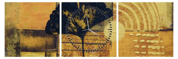 Obraz - List ginkgo (s hodinami) (90x30 cm)