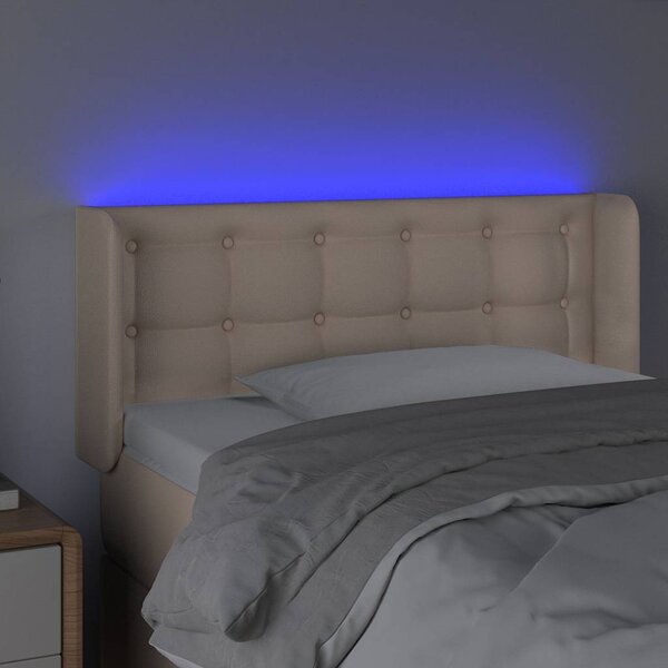 Čelo postele s LED cappuccino 83 x 16 x 78/88 cm umělá kůže 3123313