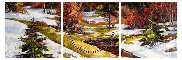 Obraz - Příchod jara (s hodinami) (90x30 cm)