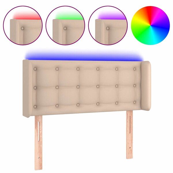 Čelo postele s LED cappuccino 83 x 16 x 78/88 cm umělá kůže 3123313