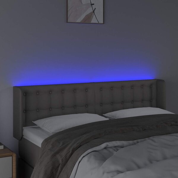 Čelo postele s LED šedé 147 x 16 x 78/88 cm umělá kůže 3123330
