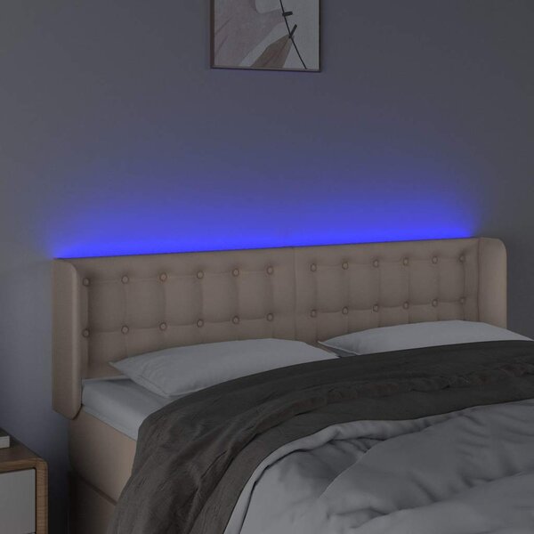 Čelo postele s LED cappuccino 147 x 16 x 78/88 cm umělá kůže 3123331