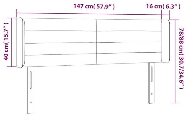 Čelo postele s LED tmavě zelené 147 x 16 x 78/88 cm samet 3123427
