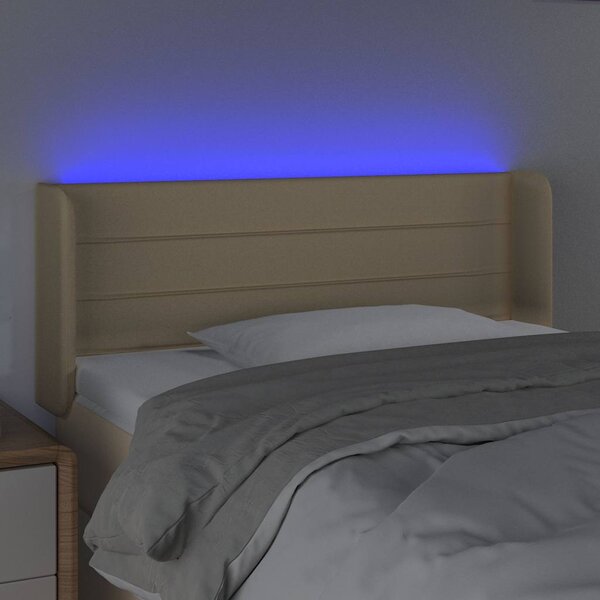 Čelo postele s LED krémové 103 x 16 x 78/88 cm textil 3123371