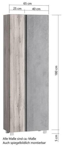 VYSOKÁ SKŘÍŇ, 65/180/35 cm Held - Koupelnové skříňky vysoké, Online Only