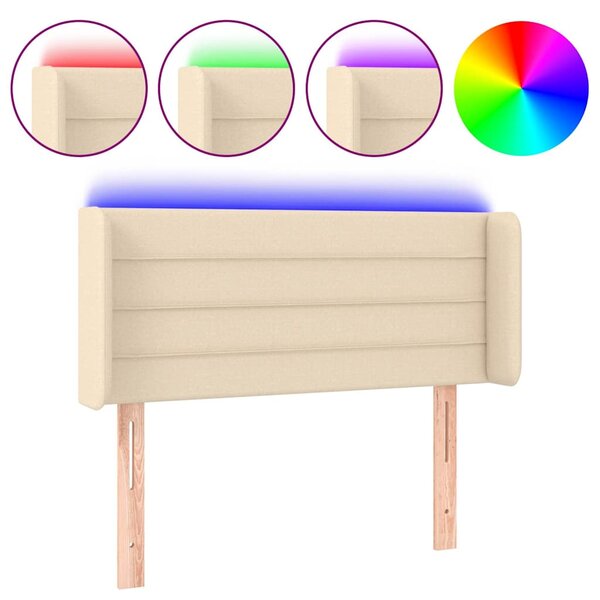 Čelo postele s LED krémové 103 x 16 x 78/88 cm textil 3123371