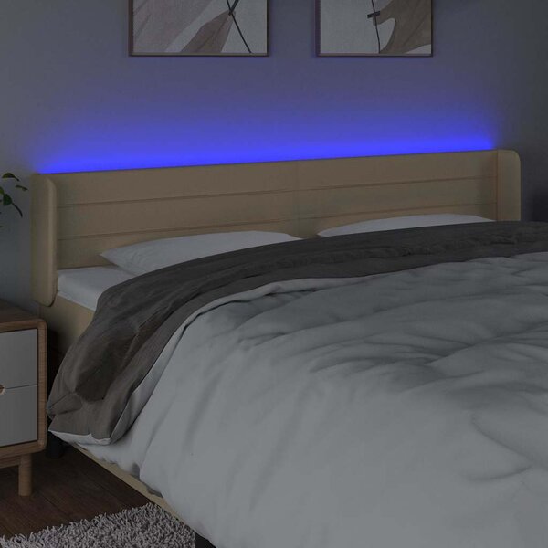 Čelo postele s LED krémové 183 x 16 x 78/88 cm textil 3123395
