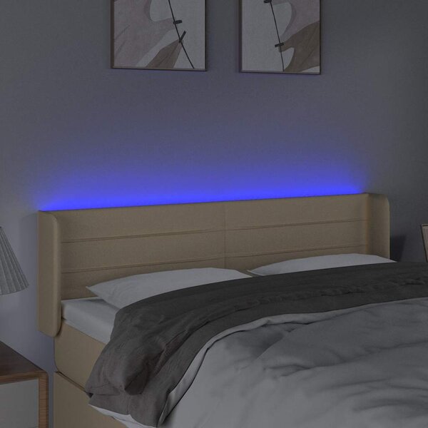 Čelo postele s LED krémové 147 x 16 x 78/88 cm textil 3123379