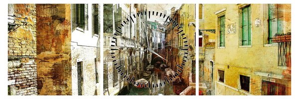Obraz - Ulička v Benátkách (s hodinami) (90x30 cm)