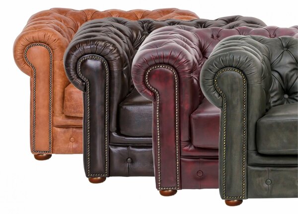 FN Pohovka Chesterfield Classic 3 kůže bordó