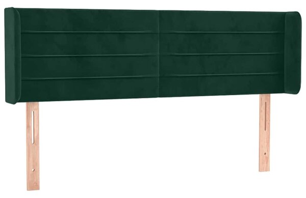 Čelo postele s LED tmavě zelené 147 x 16 x 78/88 cm samet 3123427