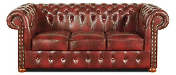 FN Pohovka Chesterfield Classic 3 kůže bordó