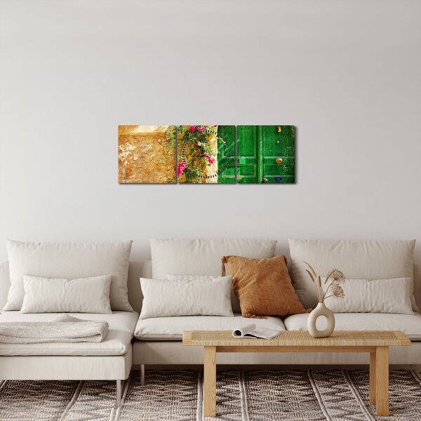 Obraz starých dveří (s hodinami) (90x30 cm)