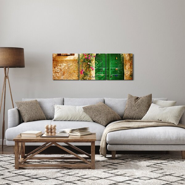 Obraz starých dveří (s hodinami) (90x30 cm)