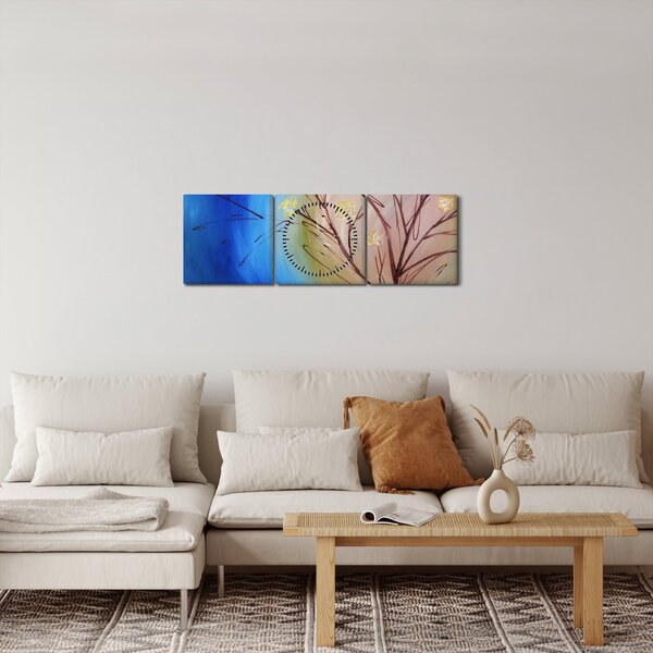 Obraz - Strom zakrývající slunce (s hodinami) (90x30 cm)