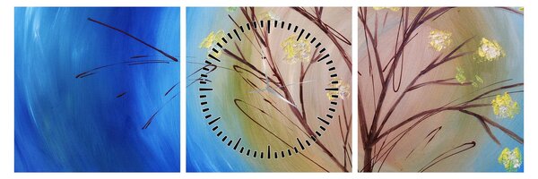 Obraz - Strom zakrývající slunce (s hodinami) (90x30 cm)