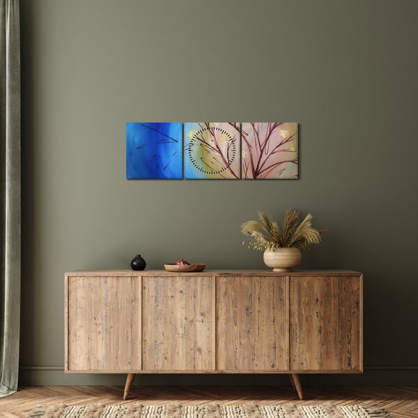Obraz - Strom zakrývající slunce (s hodinami) (90x30 cm)