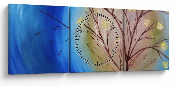 Obraz - Strom zakrývající slunce (s hodinami) (90x30 cm)