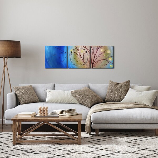 Obraz - Strom zakrývající slunce (s hodinami) (90x30 cm)