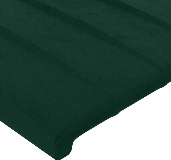 Čelo postele s LED tmavě zelené 147 x 16 x 78/88 cm samet 3123525
