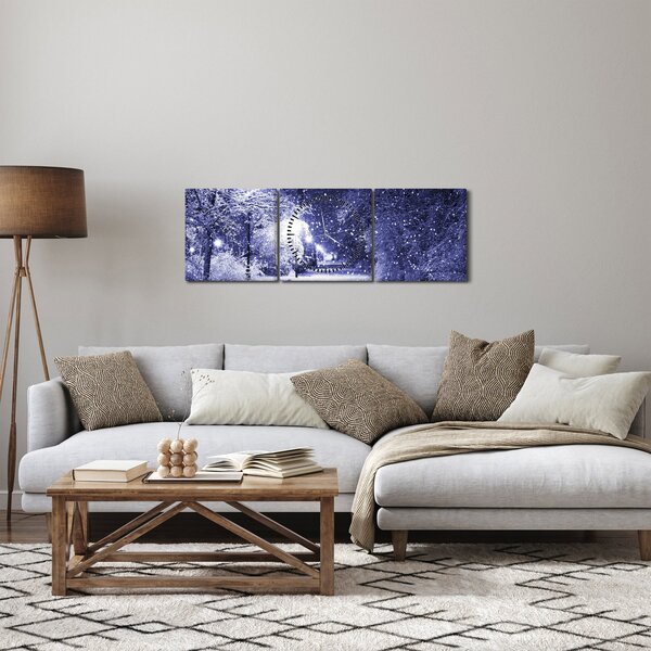 Obraz - Kouzelná zimní noc (s hodinami) (90x30 cm)